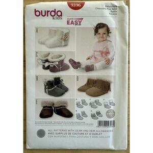 Burda 9396 Sewing Pattern Super Easy Baby Booties Shoes Boots Fringe Size 4.75"